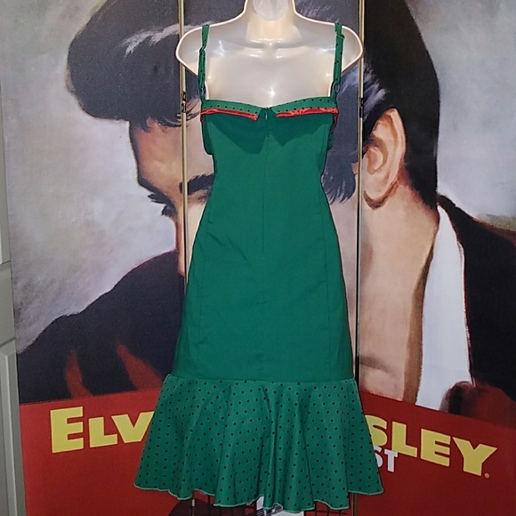 Tatyana Cubana Carmen Miranda Style 1940's Pinup Pencil Dress Large Ruffle & Bow - Picture 7 of 8